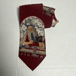 Vintage Norman Rockwell Santa Claus Mens Necktie Festive Christmas Novelty Retro